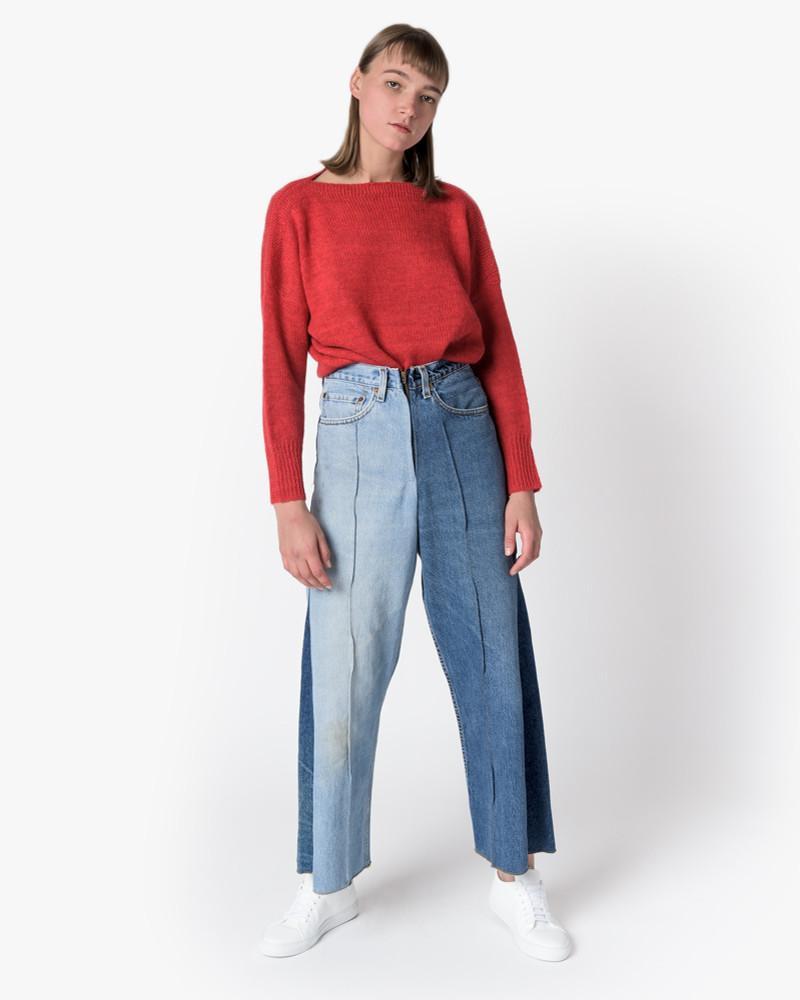 Wide Denim Slack in Blue