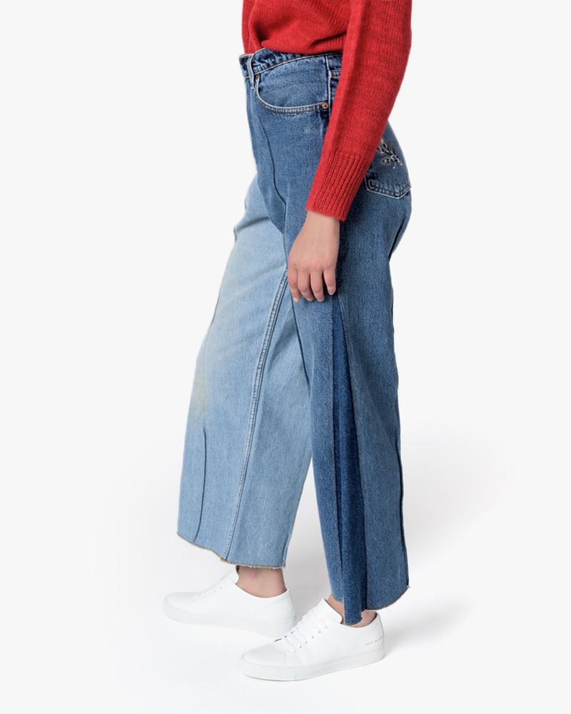 Wide Denim Slack in Blue
