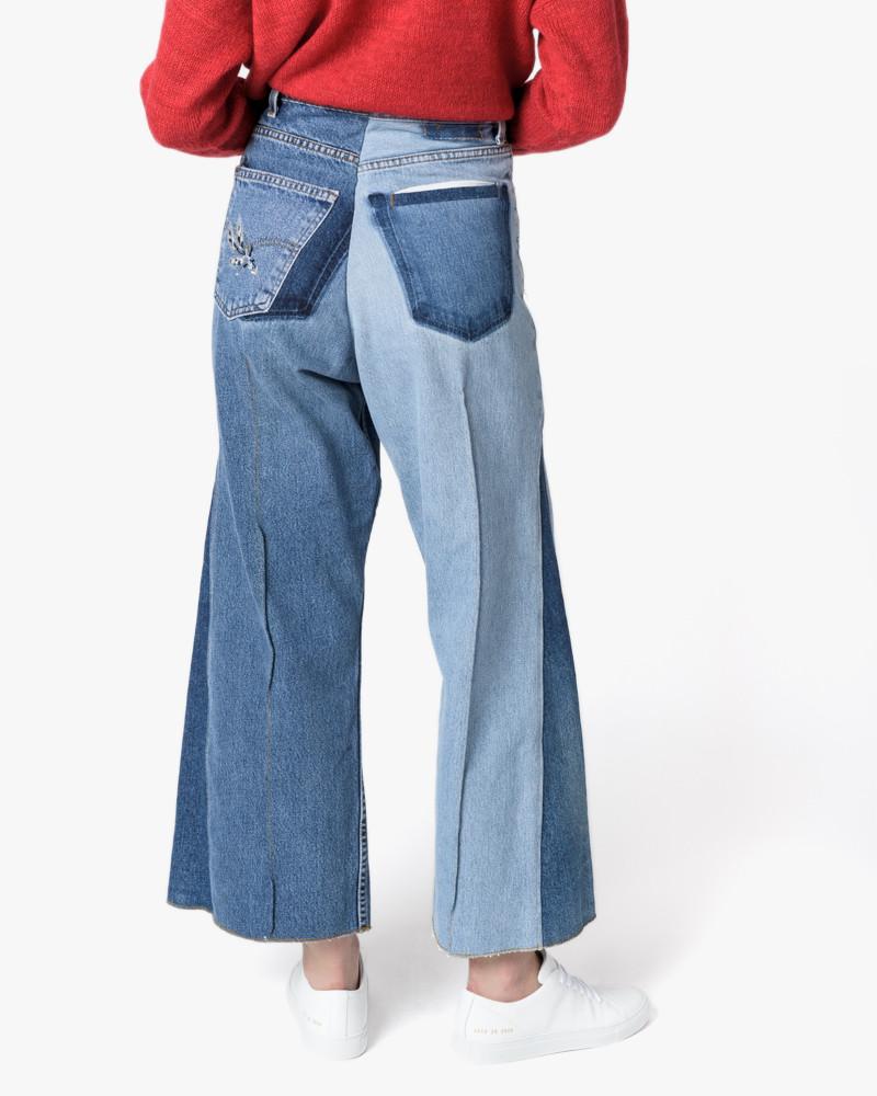 Wide Denim Slack in Blue