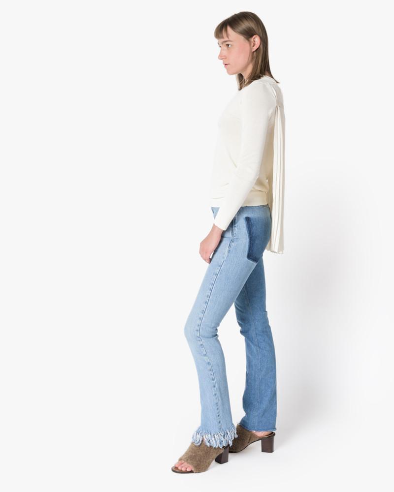 Fringe Slim Denim Pants in Blue